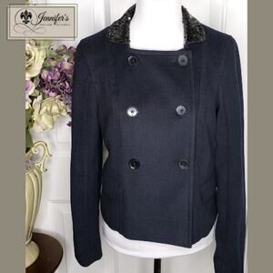 American Eagle Outfitters Women's Navy Sequin Peacoat Size Medium0